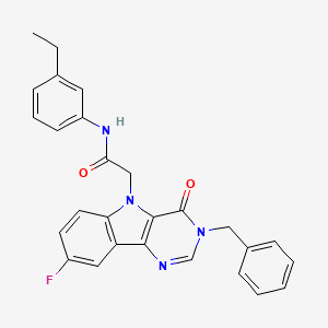 2-(3-benzyl-8-fluoro-4-oxo-3H-pyrimido[5,4-b]indol-5(4H)-yl)-N-(3-ethylphenyl)acetamide