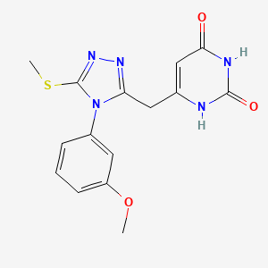 molecular formula C15H15N5O3S B2848358 6-((4-(3-甲氧苯基)-5-(甲硫基)-4H-1,2,4-三唑-3-基)甲基)嘧啶-2,4(1H,3H)-二酮 CAS No. 852048-73-8