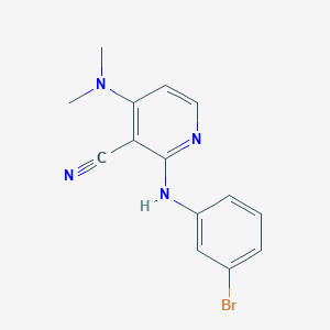molecular formula C14H13BrN4 B2848359 2-(3-Bromoanilino)-4-(dimethylamino)nicotinonitrile CAS No. 339102-61-3