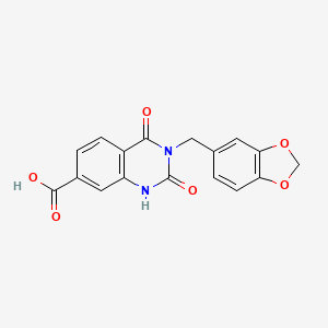 molecular formula C17H12N2O6 B2848360 3-(1,3-Benzodioxol-5-ylmethyl)-2,4-dioxo-1,2,3,4-tetrahydroquinazoline-7-carboxylic acid CAS No. 1223886-46-1