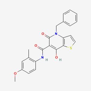 molecular formula C23H20N2O4S B2848362 4-benzyl-7-hydroxy-N-(4-methoxy-2-methylphenyl)-5-oxo-4,5-dihydrothieno[3,2-b]pyridine-6-carboxamide CAS No. 1251688-24-0