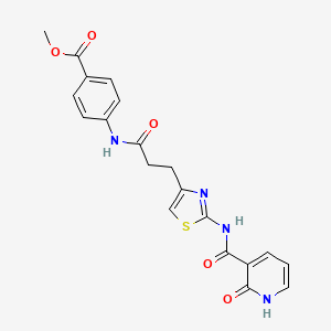 molecular formula C20H18N4O5S B2848365 Methyl 4-(3-(2-(2-oxo-1,2-dihydropyridine-3-carboxamido)thiazol-4-yl)propanamido)benzoate CAS No. 1091409-12-9
