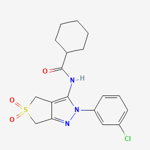 molecular formula C18H20ClN3O3S B2848367 N-(2-(3-chlorophenyl)-5,5-dioxido-4,6-dihydro-2H-thieno[3,4-c]pyrazol-3-yl)cyclohexanecarboxamide CAS No. 449788-87-8