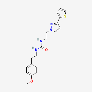 molecular formula C19H22N4O2S B2848376 1-(4-methoxyphenethyl)-3-(2-(3-(thiophen-2-yl)-1H-pyrazol-1-yl)ethyl)urea CAS No. 1797237-15-0