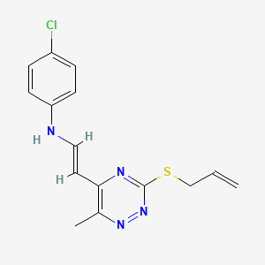 molecular formula C15H15ClN4S B2848377 N-(2-(3-(allylsulfanyl)-6-methyl-1,2,4-triazin-5-yl)vinyl)-4-chloroaniline CAS No. 477865-97-7