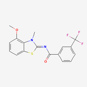 molecular formula C17H13F3N2O2S B2848379 N-(4-methoxy-3-methyl-1,3-benzothiazol-2-ylidene)-3-(trifluoromethyl)benzamide CAS No. 441291-47-0