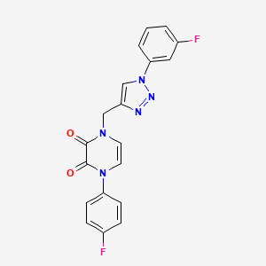 1-(4-Fluorophenyl)-4-[[1-(3-fluorophenyl)triazol-4-yl]methyl]pyrazine-2,3-dione