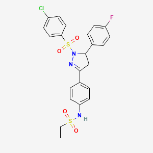 N-(4-(1-((4-chlorophenyl)sulfonyl)-5-(4-fluorophenyl)-4,5-dihydro-1H-pyrazol-3-yl)phenyl)ethanesulfonamide