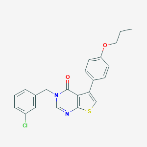 molecular formula C22H19ClN2O2S B284844 3-(3-chlorobenzyl)-5-(4-propoxyphenyl)thieno[2,3-d]pyrimidin-4(3H)-one 