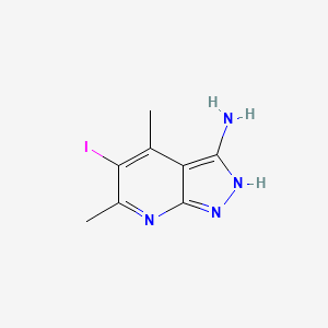 molecular formula C8H9IN4 B2848443 5-iodo-4,6-dimethyl-1H-pyrazolo[3,4-b]pyridin-3-amine CAS No. 2256059-93-3