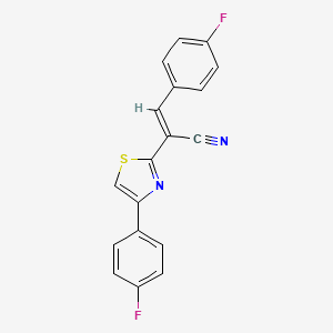 molecular formula C18H10F2N2S B2848447 (2E)-3-(4-fluorophenyl)-2-[4-(4-fluorophenyl)-1,3-thiazol-2-yl]prop-2-enenitrile CAS No. 415688-14-1