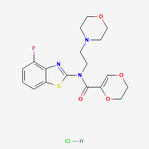 molecular formula C18H21ClFN3O4S B2848451 N-(4-氟苯并[d]噻唑-2-基)-N-(2-吗啉基乙基)-5,6-二氢-1,4-二氧杂环戊烷-2-甲酰胺 盐酸盐 CAS No. 1216590-95-2