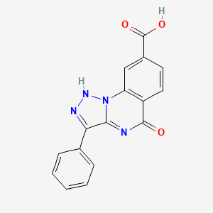 molecular formula C16H10N4O3 B2848457 5-Oxo-3-phenyl-4,5-dihydro[1,2,3]triazolo[1,5-a]quinazoline-8-carboxylic acid CAS No. 1239751-40-6
