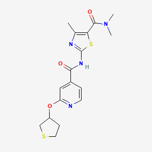molecular formula C17H20N4O3S2 B2848458 N,N,4-trimethyl-2-(2-((tetrahydrothiophen-3-yl)oxy)isonicotinamido)thiazole-5-carboxamide CAS No. 2034429-16-6