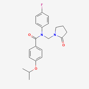 molecular formula C21H23FN2O3 B2848468 N-(4-氟苯基)-4-异丙氧基-N-((2-氧代吡咯啉-1-基)甲基)苯甲酰胺 CAS No. 852155-32-9