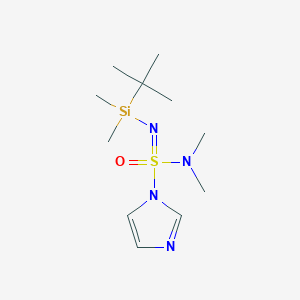 molecular formula C11H24N4OSSi B2848469 N-[N-[Tert-butyl(dimethyl)silyl]-S-imidazol-1-ylsulfonimidoyl]-N-methylmethanamine CAS No. 2241129-98-4