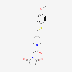 molecular formula C19H24N2O4S B2848472 1-(2-(4-(((4-Methoxyphenyl)thio)methyl)piperidin-1-yl)-2-oxoethyl)pyrrolidine-2,5-dione CAS No. 1421507-15-4