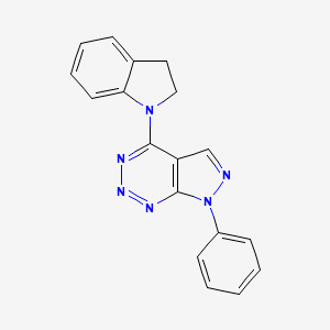 molecular formula C18H14N6 B2848477 4-(indolin-1-yl)-7-phenyl-7H-pyrazolo[3,4-d][1,2,3]triazine CAS No. 1226438-27-2