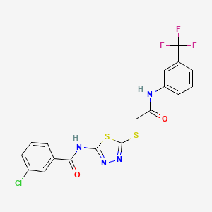 3-chloro-N-(5-((2-oxo-2-((3-(trifluoromethyl)phenyl)amino)ethyl)thio)-1,3,4-thiadiazol-2-yl)benzamide