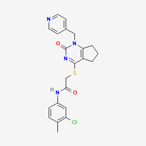 molecular formula C22H21ClN4O2S B2848489 N-(3-chloro-4-methylphenyl)-2-((2-oxo-1-(pyridin-4-ylmethyl)-2,5,6,7-tetrahydro-1H-cyclopenta[d]pyrimidin-4-yl)thio)acetamide CAS No. 946373-96-2