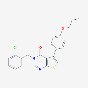 molecular formula C22H19ClN2O2S B284849 3-(2-chlorobenzyl)-5-(4-propoxyphenyl)thieno[2,3-d]pyrimidin-4(3H)-one 