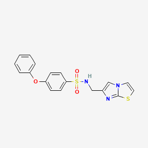 molecular formula C18H15N3O3S2 B2848493 N-(imidazo[2,1-b][1,3]thiazol-6-ylmethyl)-4-phenoxybenzenesulfonamide CAS No. 852453-47-5