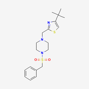 molecular formula C19H27N3O2S2 B2848500 2-((4-(Benzylsulfonyl)piperazin-1-yl)methyl)-4-(tert-butyl)thiazole CAS No. 1105216-14-5