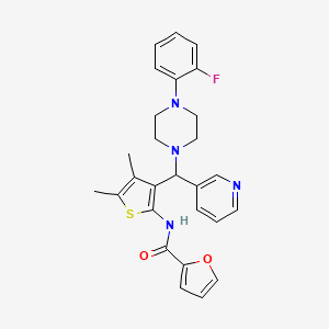 molecular formula C27H27FN4O2S B2848514 N-(3-{[4-(2-fluorophenyl)piperazin-1-yl](pyridin-3-yl)methyl}-4,5-dimethylthiophen-2-yl)furan-2-carboxamide CAS No. 618405-13-3