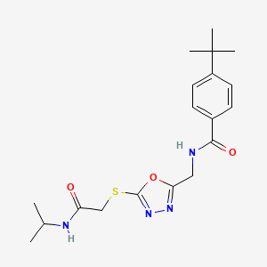 molecular formula C19H26N4O3S B2848516 4-(tert-butyl)-N-((5-((2-(isopropylamino)-2-oxoethyl)thio)-1,3,4-oxadiazol-2-yl)methyl)benzamide CAS No. 906154-99-2