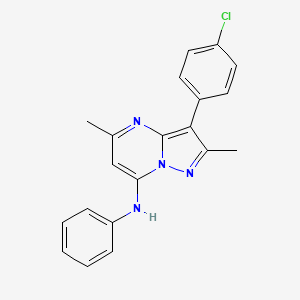 molecular formula C20H17ClN4 B2848518 3-(4-chlorophenyl)-2,5-dimethyl-N-phenylpyrazolo[1,5-a]pyrimidin-7-amine CAS No. 849923-11-1