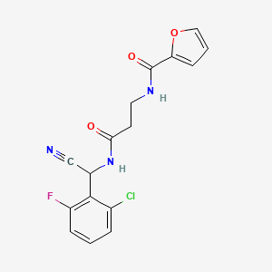 molecular formula C16H13ClFN3O3 B2848519 N-[(2-chloro-6-fluorophenyl)(cyano)methyl]-3-[(furan-2-yl)formamido]propanamide CAS No. 1311657-66-5