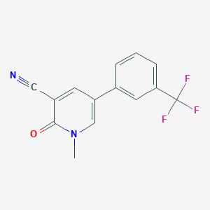 molecular formula C14H9F3N2O B2848522 1-Methyl-2-oxo-5-[3-(trifluoromethyl)phenyl]-1,2-dihydro-3-pyridinecarbonitrile CAS No. 338964-42-4