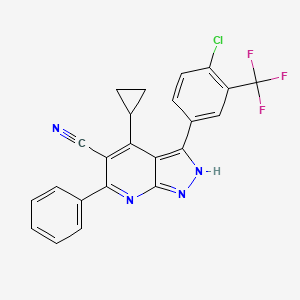 3-[4-Chloro-3-(trifluoromethyl)phenyl]-4-cyclopropyl-6-phenyl-2H-pyrazolo[3,4-b]pyridine-5-carbonitrile