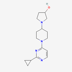 molecular formula C16H24N4O B2848529 1-[1-(2-Cyclopropylpyrimidin-4-yl)piperidin-4-yl]pyrrolidin-3-ol CAS No. 2379986-41-9
