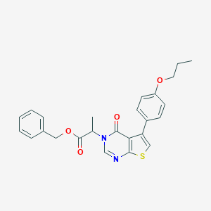 molecular formula C25H24N2O4S B284853 benzyl 2-(4-oxo-5-(4-propoxyphenyl)thieno[2,3-d]pyrimidin-3(4H)-yl)propanoate 