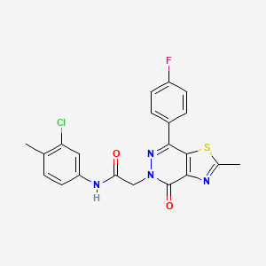 molecular formula C21H16ClFN4O2S B2848535 N-(3-chloro-4-methylphenyl)-2-(7-(4-fluorophenyl)-2-methyl-4-oxothiazolo[4,5-d]pyridazin-5(4H)-yl)acetamide CAS No. 941943-27-7