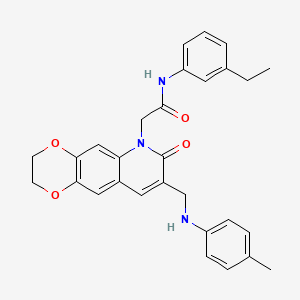 molecular formula C29H29N3O4 B2848537 N-(3-乙基苯基)-2-(7-氧代-8-((对甲苯氨基)甲基)-2,3-二氢-[1,4]二噁英[2,3-g]喹啉-6(7H)-基)乙酰胺 CAS No. 932308-80-0