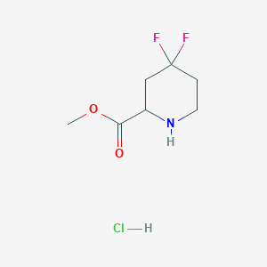 molecular formula C7H12ClF2NO2 B2848540 Methyl 4,4-difluoropiperidine-2-carboxylate hydrochloride CAS No. 2243509-65-9