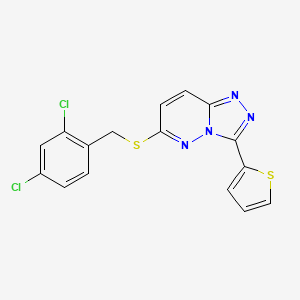 molecular formula C16H10Cl2N4S2 B2848545 6-[(2,4-Dichlorophenyl)methylsulfanyl]-3-thiophen-2-yl-[1,2,4]triazolo[4,3-b]pyridazine CAS No. 868967-01-5