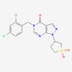 molecular formula C16H14Cl2N4O3S B2848546 5-(2,4-dichlorobenzyl)-1-(1,1-dioxidotetrahydrothiophen-3-yl)-1H-pyrazolo[3,4-d]pyrimidin-4(5H)-one CAS No. 1040646-97-6