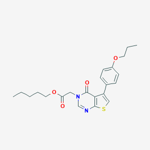 molecular formula C22H26N2O4S B284855 pentyl (4-oxo-5-(4-propoxyphenyl)thieno[2,3-d]pyrimidin-3(4H)-yl)acetate 