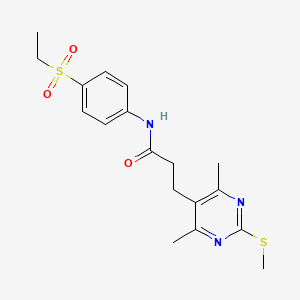 molecular formula C18H23N3O3S2 B2848555 3-[4,6-dimethyl-2-(methylsulfanyl)pyrimidin-5-yl]-N-[4-(ethanesulfonyl)phenyl]propanamide CAS No. 1110937-46-6