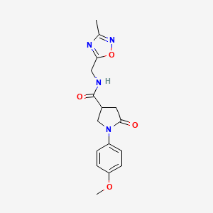 molecular formula C16H18N4O4 B2848558 1-(4-methoxyphenyl)-N-((3-methyl-1,2,4-oxadiazol-5-yl)methyl)-5-oxopyrrolidine-3-carboxamide CAS No. 1235256-60-6