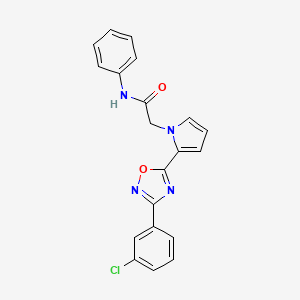 molecular formula C20H15ClN4O2 B2848563 2-{2-[3-(3-chlorophenyl)-1,2,4-oxadiazol-5-yl]-1H-pyrrol-1-yl}-N-phenylacetamide CAS No. 1260933-15-0