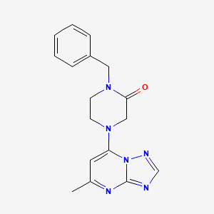 molecular formula C17H18N6O B2848565 1-Benzyl-4-(5-methyl-[1,2,4]triazolo[1,5-a]pyrimidin-7-yl)piperazin-2-one CAS No. 2415452-83-2