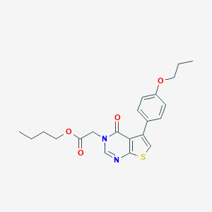 molecular formula C21H24N2O4S B284858 butyl (4-oxo-5-(4-propoxyphenyl)thieno[2,3-d]pyrimidin-3(4H)-yl)acetate 