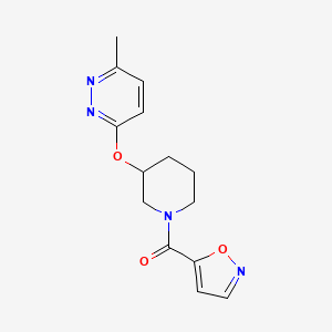 molecular formula C14H16N4O3 B2848580 Isoxazol-5-yl(3-((6-methylpyridazin-3-yl)oxy)piperidin-1-yl)methanone CAS No. 2034438-58-7