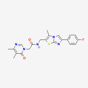 molecular formula C21H20FN5O2S B2848581 2-(4,5-dimethyl-6-oxopyrimidin-1(6H)-yl)-N-((6-(4-fluorophenyl)-3-methylimidazo[2,1-b]thiazol-2-yl)methyl)acetamide CAS No. 1421480-72-9