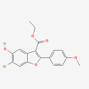 molecular formula C18H15BrO5 B2848582 Ethyl 6-bromo-5-hydroxy-2-(4-methoxyphenyl)-1-benzofuran-3-carboxylate CAS No. 488708-79-8