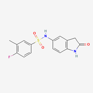 molecular formula C15H13FN2O3S B2848585 4-fluoro-3-methyl-N-(2-oxoindolin-5-yl)benzenesulfonamide CAS No. 921773-32-2